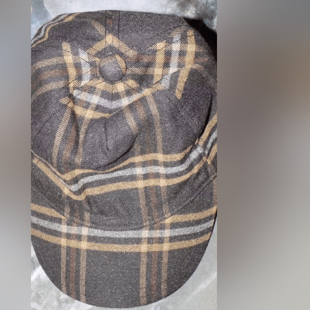 Janie & Jack Gray Brown Plaid Baseball Cap Hat Size 12/24 Months Toddler New